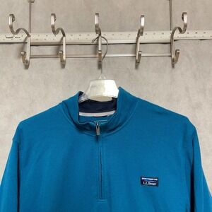 LL Bean Sweater Men 3XL Blue 1/4 Zip Comfort‎ Stretch Performance Piqué Pullover